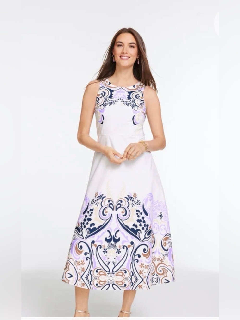 Talbots Poplin Garden Paisley Fit & Flare dress Size 4P
